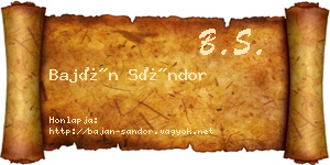Baján Sándor névjegykártya
